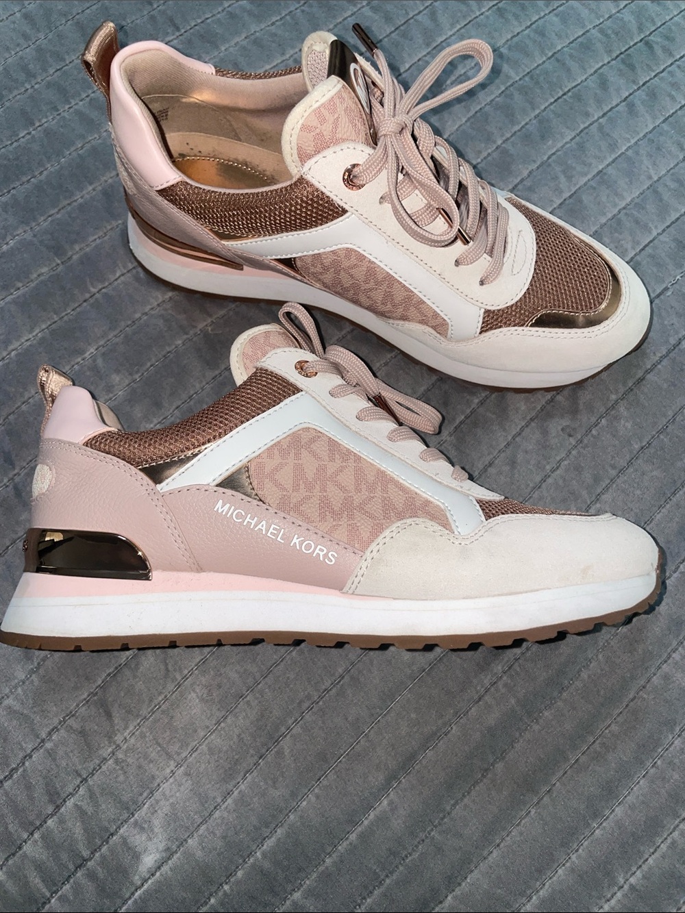 Michael Kors Pink and Rose Gold Logo Trainer Sneakers - Picture 4 of 8